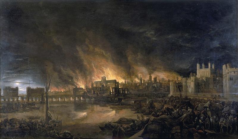 伦敦大火：1666年，伦敦80％的土地被烧毁